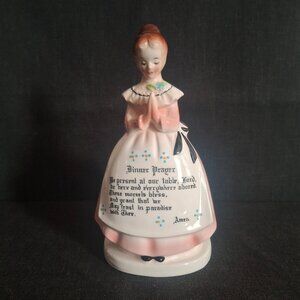 Vintage 1960s Ceramic Napkin Holder Dinner Prayer Lady Enesco MIJ Made in Japan